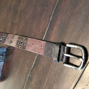 Fossil Leather Boho Patchwork Belt